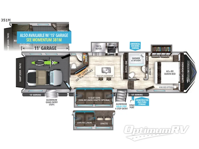 2019 Grand Design Momentum M-Class 351M Floorplan Photo