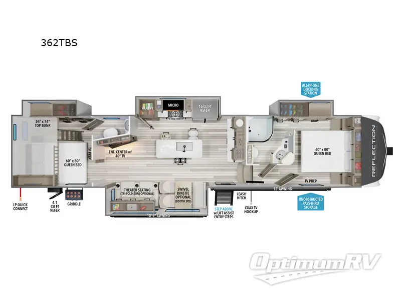 2025 Grand Design Reflection 362TBS Floorplan Photo