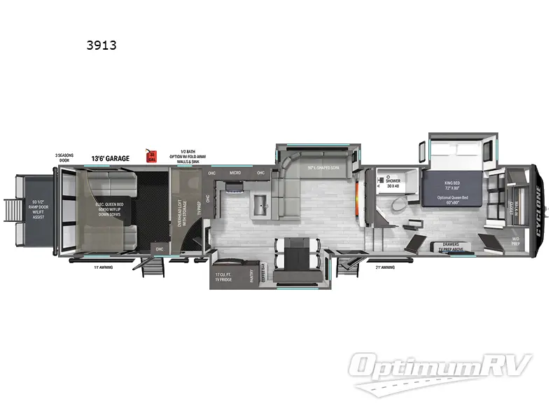 2026 Heartland Cyclone 3913 RV Floorplan Photo