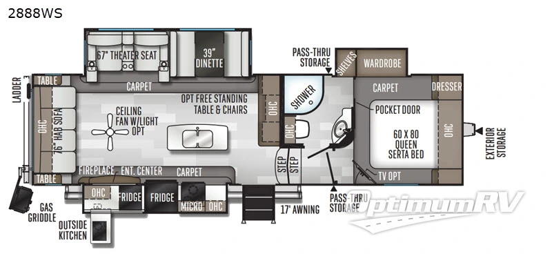 2020 Forest River Rockwood Ultra Lite 2888WS Floorplan Photo