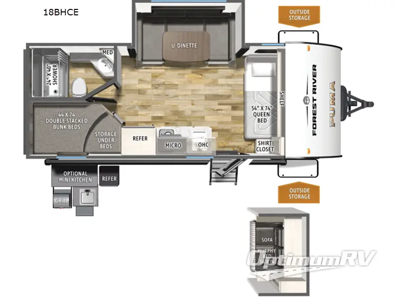 2027 Forest River Puma Camping Edition 18BHCE Floorplan Photo