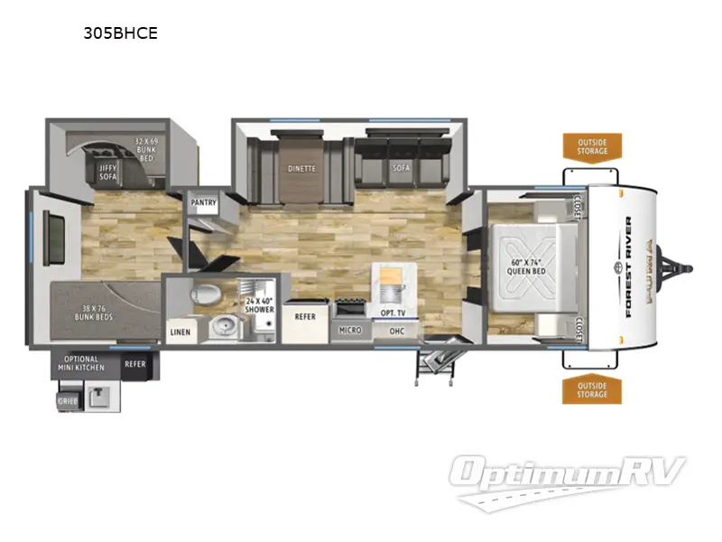 2027 Forest River Puma Camping Edition 305BHCE RV Floorplan Photo
