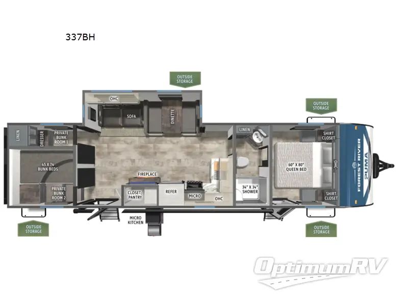2027 Forest River Puma 337BH Floorplan Photo