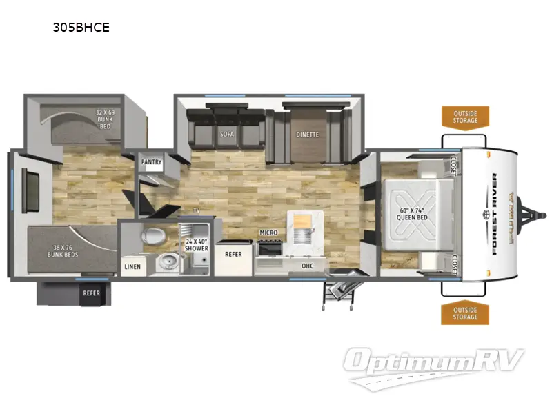 2027 Forest River Puma Camping Edition 305BHCE RV Floorplan Photo