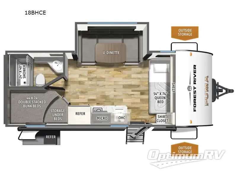 2027 Forest River Puma Camping Edition 18BHCE RV Floorplan Photo