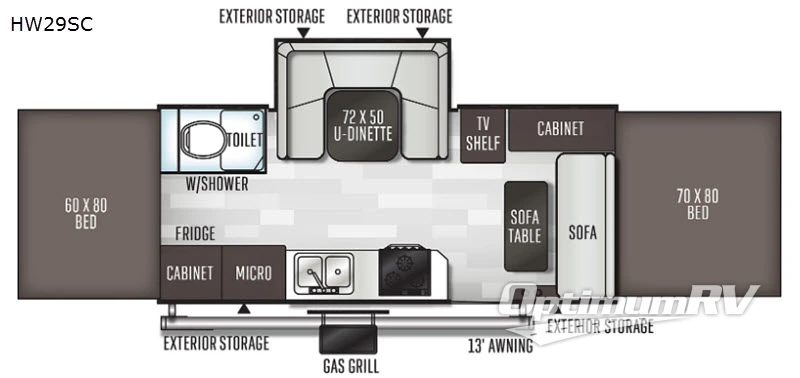 2020 Forest River Flagstaff High Wall HW29SC Floorplan Photo