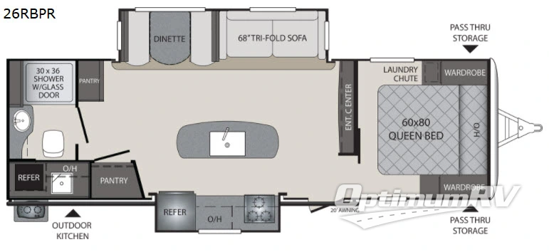 2018 Keystone Premier Ultra Lite 26RBPR Floorplan Photo