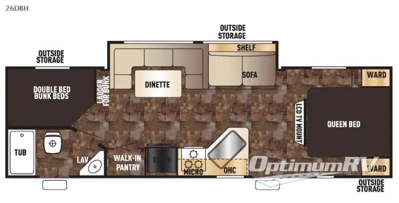 2015 Forest River Cherokee Grey Wolf 26DBH RV Floorplan Photo