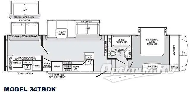 2016 Palomino Sabre 34TBOK RV Floorplan Photo