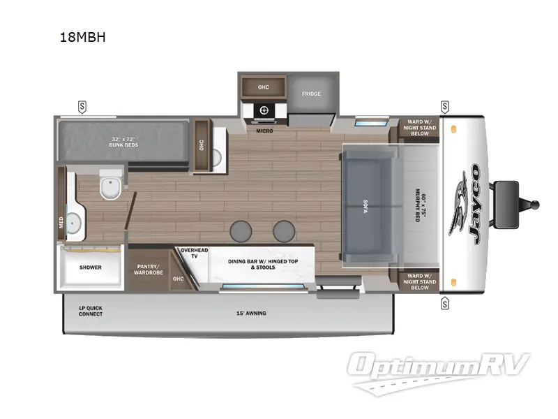 2025 Jayco Jay Feather Air 18MBH RV Floorplan Photo
