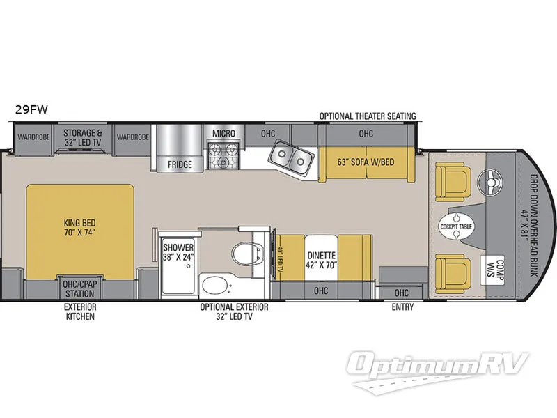 2019 Coachmen Mirada 29FW RV Floorplan Photo