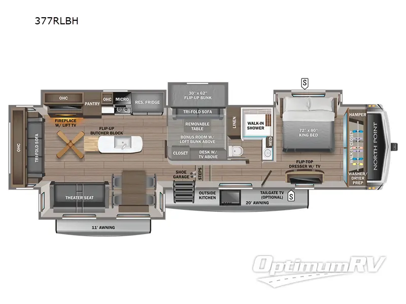 2023 Jayco North Point 377RLBH RV Floorplan Photo