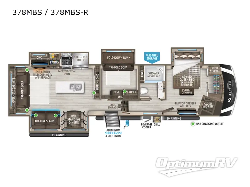 2022 Grand Design Solitude 378MBS RV Floorplan Photo