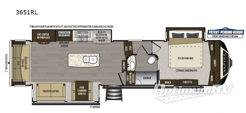 2020 Keystone alpine 3651RL Floorplan Photo