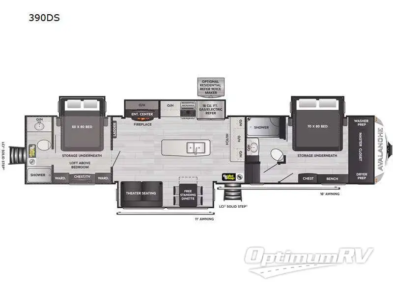 2023 Keystone Avalanche 390DS Floorplan Photo