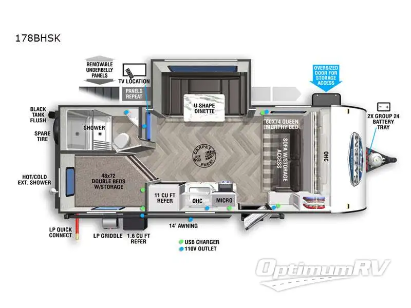 2021 Forest River Salem FSX 178BHSK Floorplan Photo