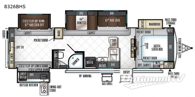 2018 Forest River Rockwood Signature Ultra Lite 8326BHS RV Floorplan Photo