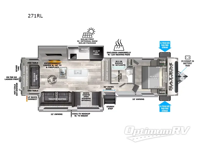 2023 Forest River Salem Hemisphere 271RL RV Floorplan Photo