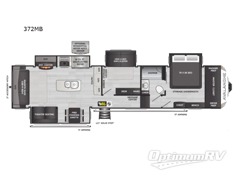 2022 Keystone Avalanche 372MB Floorplan Photo