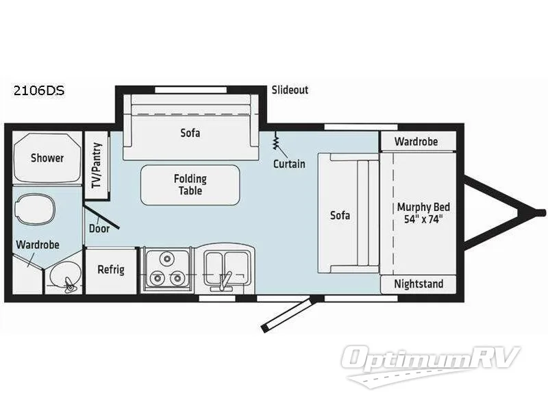 2021 Winnebago Towables Micro Minnie 2106DS RV Floorplan Photo