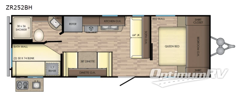 2019 CrossRoads Zinger ZR252BH RV Floorplan Photo