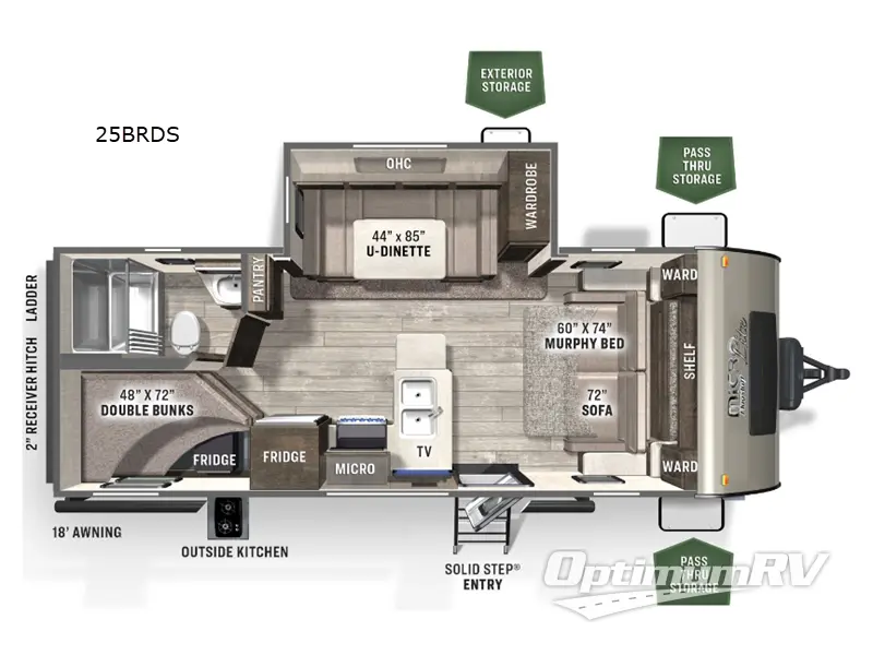 2023 Forest River Flagstaff Micro Lite 25BRDS RV Floorplan Photo