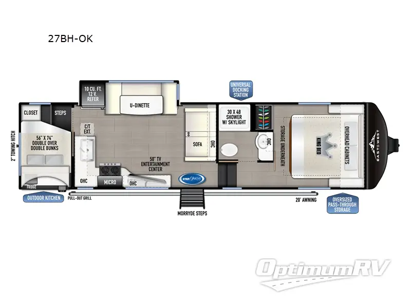 2024 East To West Blackthorn Half-Ton 27BH-OK RV Floorplan Photo