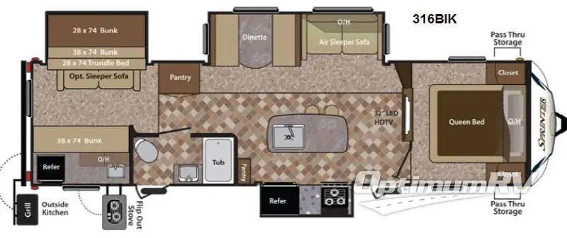 2013 Keystone Sprinter 316BIK Floorplan Photo