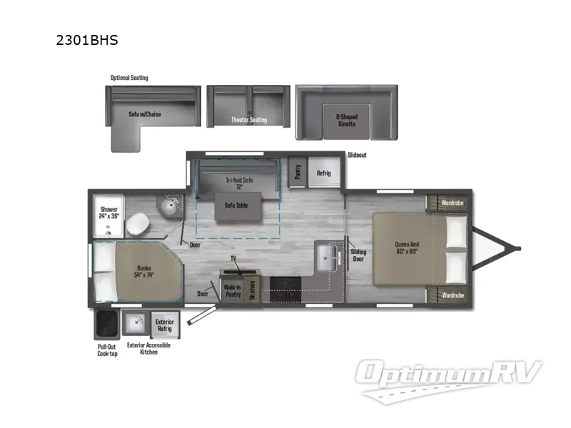 2022 Winnebago Towables Minnie 2301BHS RV Floorplan Photo