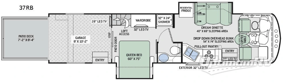 2017 Thor Outlaw 37RB Floorplan Photo