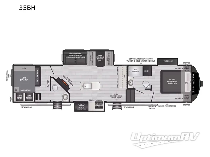2022 Keystone Sprinter 35BH Floorplan Photo