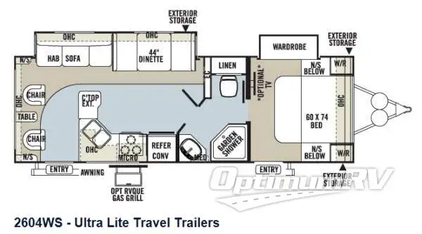 2013 Forest River Rockwood Ultra Lite 2604WS RV Floorplan Photo