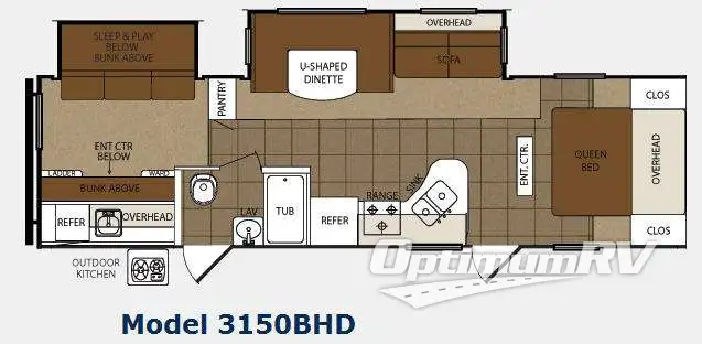 2012 Prime Time Tracer 3150BHD RV Floorplan Photo