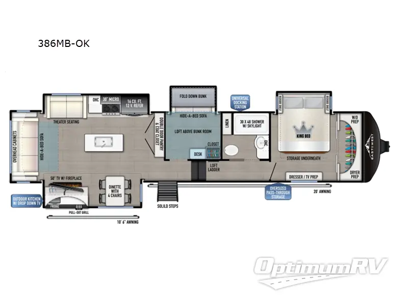 2025 East To West Tandara 386MB-OK RV Floorplan Photo