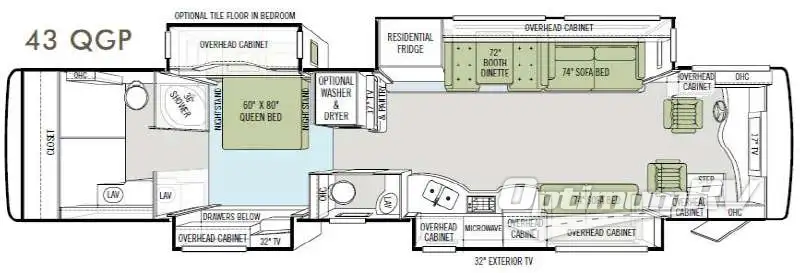 2011 Tiffin Allegro Bus 43QGP Floorplan Photo