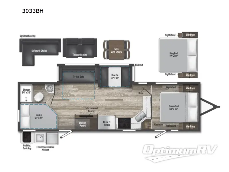 2022 Winnebago Towables Voyage 3033BH RV Floorplan Photo
