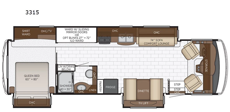 2021 Newmar Bay Star Sport 3315 RV Floorplan Photo