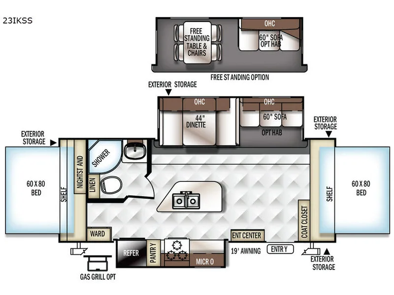 2017 Forest River Rockwood Roo 23IKSS RV Floorplan Photo