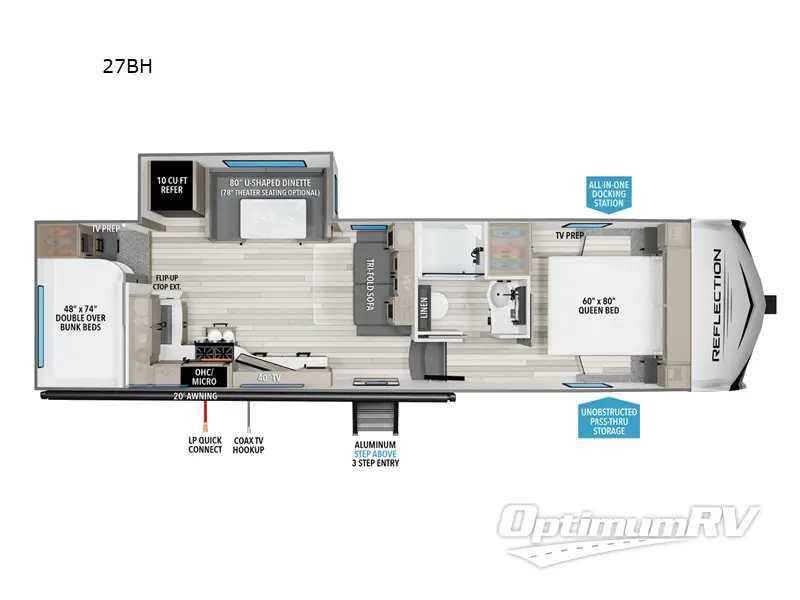 2023 Grand Design Reflection 100 Series 27BH RV Floorplan Photo