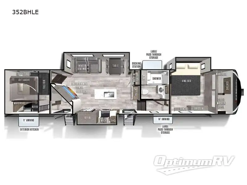 2021 Forest River Cardinal Limited 352BHLE Floorplan Photo