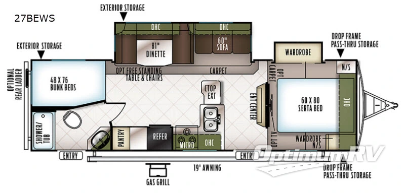 2018 Forest River Flagstaff Super Lite 27BEWS Floorplan Photo