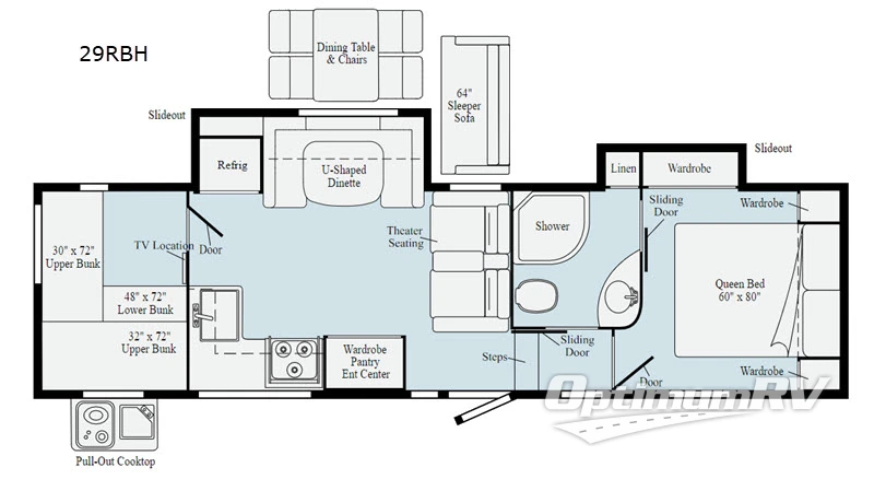 2020 Winnebago Towables Minnie Plus 29RBH RV Floorplan Photo