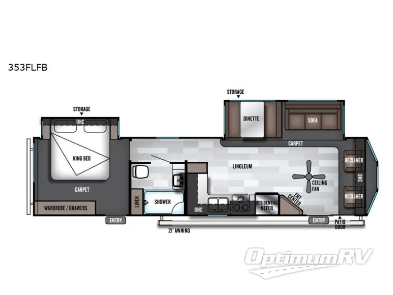 2019 Forest River Salem Villa Series 353FLFB Classic Floorplan Photo