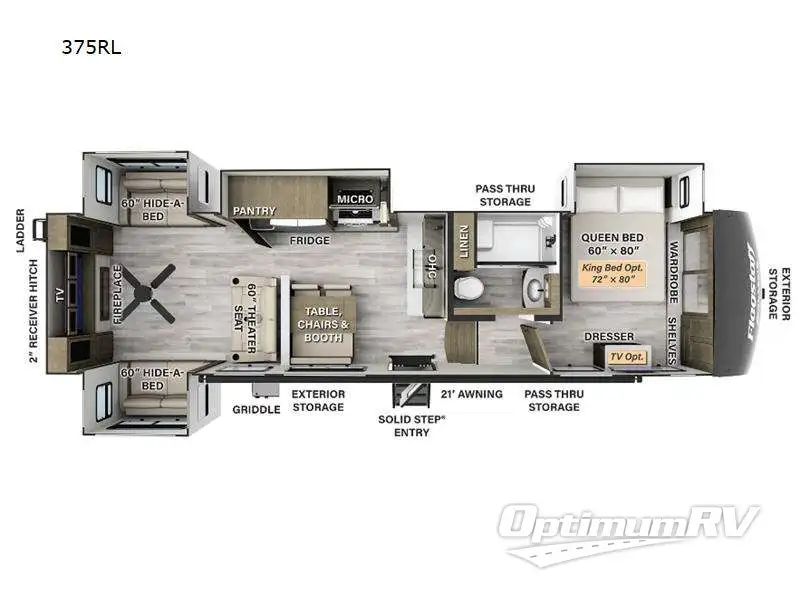 2024 Forest River Flagstaff Classic 375RL Floorplan Photo