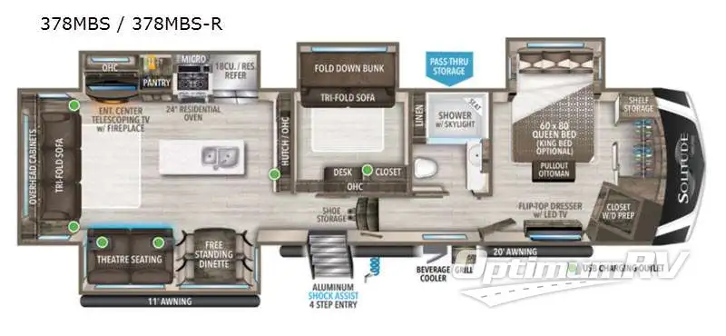 2021 Grand Design Solitude 378MBS RV Floorplan Photo