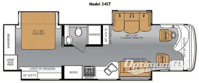 2014 Thor Tuscany XTE 34ST Floorplan Photo