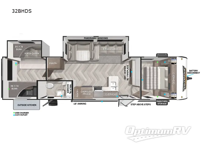 2022 Forest River Wildwood 32BHDS Floorplan Photo