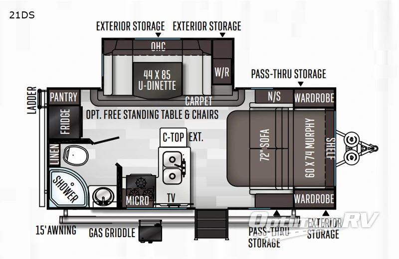 2020 Forest River Flagstaff Micro Lite 21DS Floorplan Photo