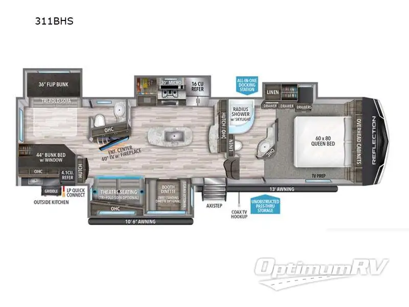 2022 Grand Design Reflection 311BHS Floorplan Photo