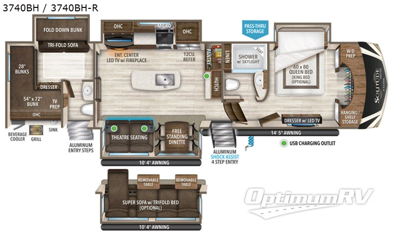 2020 Grand Design Solitude S-Class 3740BH Floorplan Photo
